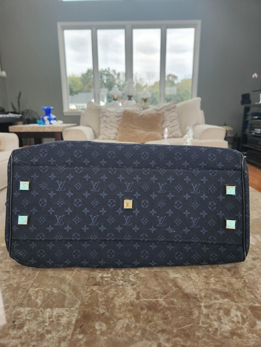 Louis Vuitton Navy Blue Monogram Lin Josephine Bag - Picture 11 of 13